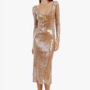 BNWT bardot Verona sequin maxi dress in nude